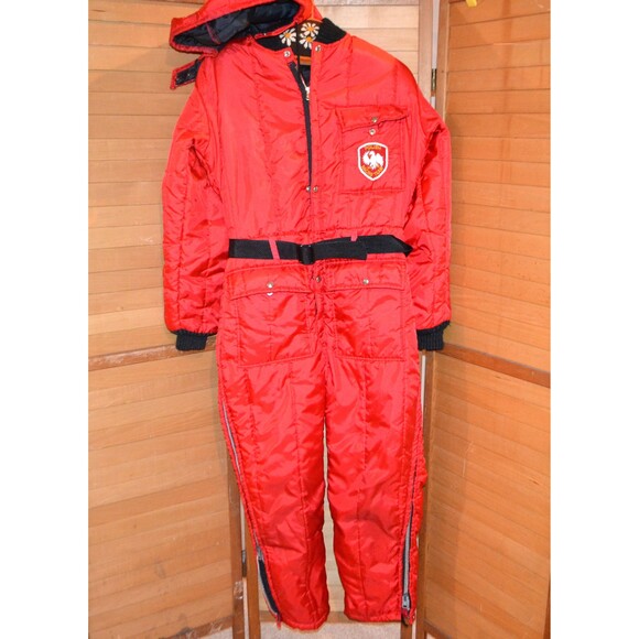 Vintage Red Polish Racing Team Official Custom One Piece Ski Suit 1960s Daco - Picture 1 of 7
